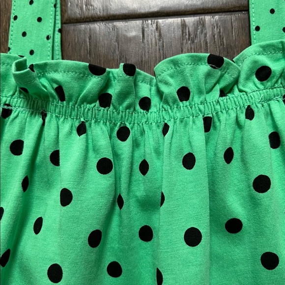 Zara Girls Cotton Green Polka Dot Top Size 9 sleeveless Retro Top - Picture 5 of 8